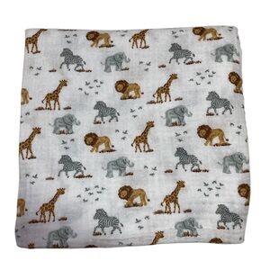 Little Journey Baby Swaddle Blanket Safari Zoo Lion Elephant Giraffe 42 x 43.